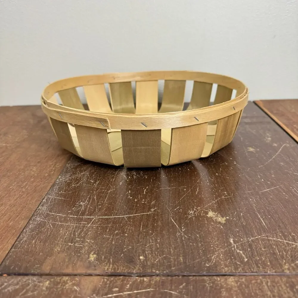 Round Shallow Harvest Basket Vintage Retro‎ Farmhouse Wall Decor